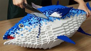 Unlimited BLUEFIN TUNA cutting Challenge IRL || Lego Sea Food Cooking Stop Motion vs ASMR