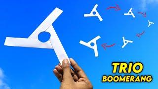 how to make paper boomerang , Trio Boomerang , Best paper toy , Easy paper toy