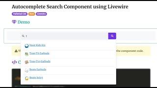 Autosuggest search box using Laravel Livewire and Tailwindcss