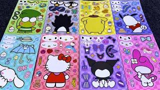 Kuromi, Melody  Decorating Sticker Book With Hello Kitty, Kurami, Melody  | ASMR DIY Paper