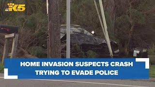 Suspects in Renton home invasion get into a series of car crashes trying to evade police