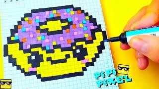 МИЛЫЙ ПОНЧИК по клеточкам  KAWAII DONUT  !PIXEL ART HOW TO DRAW РИСУЕМ ПО КЛЕТОЧКАМ КАВАЙНЫЙ