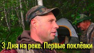 3 Дня на реке. Рыбалка на щуку, окуня и плотву. Поставили лагерь. Первые поклёвки. Часть 1