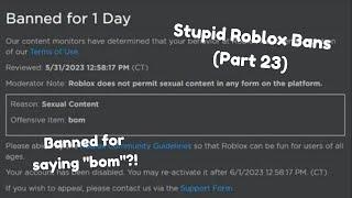 Stupid and Funny Roblox Bans | Part 23