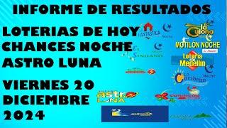 LOTERIAS DE HOY RESULTADOS VIERNES 20  DICIEMBRE 2024 ASTRO LUNA DE HOY LOTERIAS DE HOY RESULTADOS