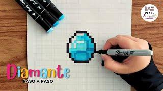 Como pintar un DIAMANTE de MINECRAFT en PIXEL ART – Tutorial paso a paso #pixelart #minecraft