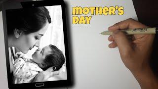 Mother's day drawing easy simple  idea @FarjanaDrawingAcademy  style