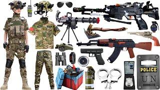 Small police toy weapon set ak47,RPG rocket launcher, pistol toy, military toy, toy unbox