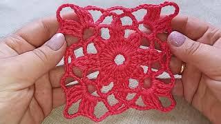 Квадратний мотив гачком для початківців, DIY.Square motif crochet for beginners