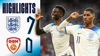 England 7-0 North Macedonia | Bukayo Saka Old Trafford Hat-Trick Hero | Highlights