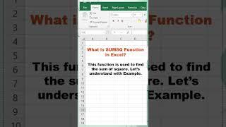Day 54/100 | SUMSQ Function in Excel | Excel Function | #youtubeshorts #shorts #excelfunctions