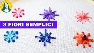 3 fiori semplici ricamati a punto pistillo | ricamo a mano tutorial