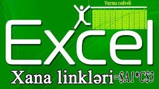 Microsoft Excel Azerbaycanca dərs vurma cedveli qarisiq xanalinkleri A$1 $B1 excel dərsi