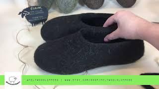 Felted Wool Slippers Black For Men - FeltWoolSlippers