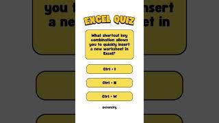 excel quiz - shortcut to create a new worksheet? #chanzify #excel #excelquiz