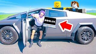 TESLA CYBERTRUCK vs ROBLOX CYBERTRUCK OBBY!? (ROBLOX CAR OBBY IN REAL LIFE CHALLENGE!)