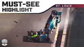 Josef Newgarden and Louis Foster collide in massive crash at WWT Raceway | INDYCAR