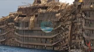 Внутри поднятого круизного лайнера Costa Concordia