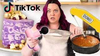 ONLY using TikTok Hacks to decorate an ENTIRE CAKE! Ep 3