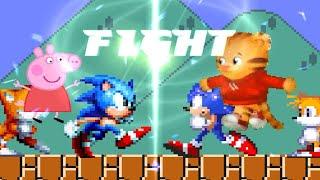 TEAM SONIC MANIA & PEPPA PIG  FIGHTS  TEAM SONIC TFTA & DANIEL TIGER | RACE TO 3 WINS