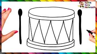 How To Draw A Drum Step By Step  Drum Drawing Easy