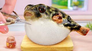 Must Try Seafood Recipes  Miniature Japanese Grilled Puffer Fish with Honey  Tina Mini Cooking