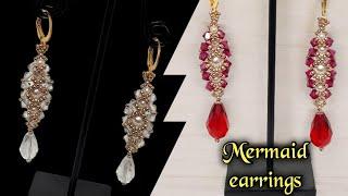 Mermaid earrings/DIY beaded earrings/How to make pearl earrings?/beading tutorial