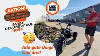 Alle gute Dinge sind drei! HECHT COCIS MAX Elektro Scooter 60V 20Ah 1500 Watt 35 km/h Lithium