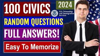 Master 100 Civics Questions Random Order for US Citizenship Interview 2024 (2X)