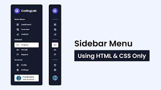 Create a Simple Sidebar Menu in HTML and CSS | Side Navigation Menu Bar