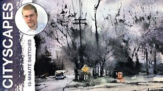 #260 Moonglow Feeling (Watercolor Cityscape Demo)