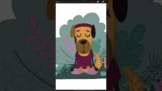 Рисую иллюстрацию с медитирующей собакой #спидпейнт |Drawing digital illustration funny dog #shorts