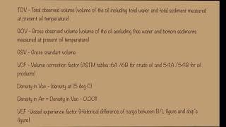 Basic knowledge of cargo calculation on oil tanker