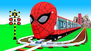 【踏切アニメ】あぶない電車 HULK SPIDERMAN TRAIN  Fumikiri 3D Railroad Crossing Animation #Hulk #2024