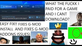 How to Fix GMod Download Paused at Last Second + Addons Failed to Download Errors! (SIMPLE FIX!)