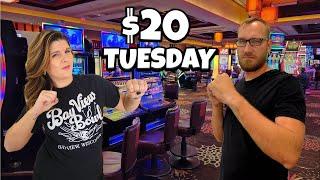 $20 Tuesday Husband VS Wife Slot Battle in Las Vegas!