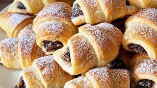 Необычное-быстрое дрожжевое тесто, БРАТИСЛАВСКИЕ РОЖКИ /Croissants with filling "Bratislava horns".