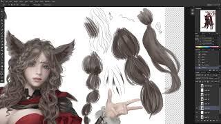 [CLASS CLIP] How to use a hair brush ~ #painting #hair #drawing