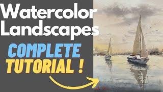 How to Paint Watercolor Boats * Beginners Seascape