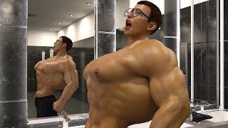 Nerd Bathroom Muscle Growth Animation