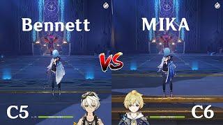 Mika vs Bennett buff comparison! How much is the Difference? Gameplay COMPARISON [ Genshin Impact ]