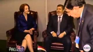 Egyptian President touches his penis on Live TV to impress Julia Gillard