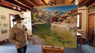 Oil Painting Demo - How to Paint Tranquil Water and Reflections - Rugged Outback Gorge!