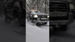 Adventures in the winter forest in a Ford pickup truck