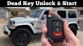 2019 - 2025 JEEP WRANGLER - How to Unlock, Open & Start With Dead Remote Key Fob Battery