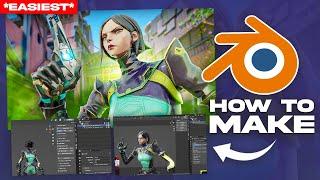 Best 3D Valorant Custom Thumbnails *Easiest* Tutorial  | Blender tutorial in Hindi