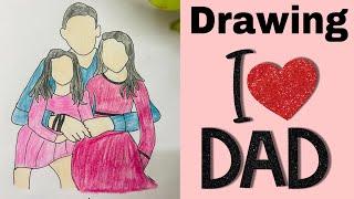 Father & Daughter️heart touching drawing|I How to draw father and daughter - step by step