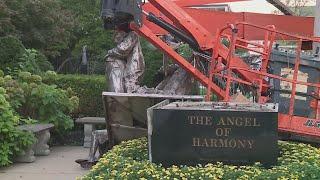 Man arrested after destroying the Angel of Harmony statue at the Cathedral Basilica