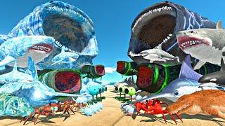 Sea Monsters Fights in Plants Arena | Ice Itself vs Aquatics - Animal Revolt Battle Simulator