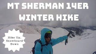 Colorado 14ers: Mt Sherman Winter Virtual Hike Trail Guide & SNOWBOARD DOWN!